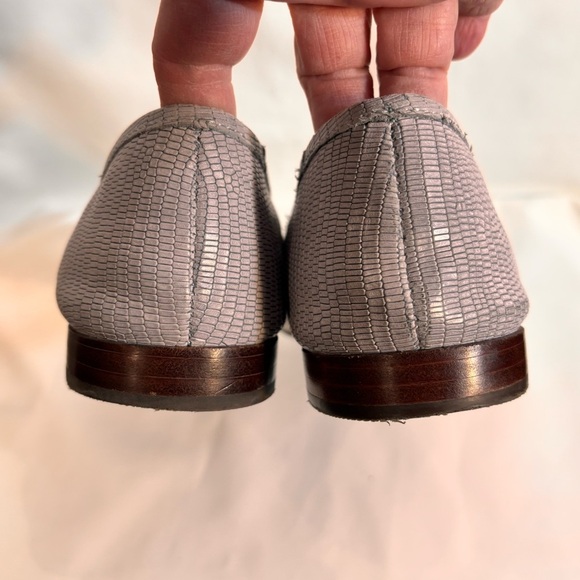 MADEWELL Sz 10 The Adelle Ballet Flat in Lizzard Embossed Leather In Light Grey - Picture 9 of 10